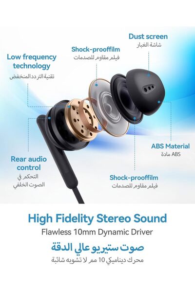 PWR USB C Wired Earbuds with Microphone & In-line Controls – Noise Isolating,...