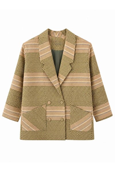 Retrobird 90S Retro Model Oversize Design Plaid Jacket Women's Olive Color