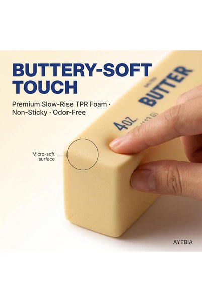 TERRION Butter Squishy Toy, Realistic Slow-Rise Salted Butter Stick Stress Reliever, Soft TPR Squeeze Sensory Fidget for Kids & Adults, Funny Prank Gag Gift, 4oz Size – 1 Piece