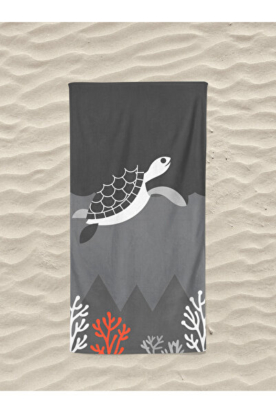 Erays Home Turtle Patterned Digital Printed Boys' Beach Towel Cotton Beach To...
