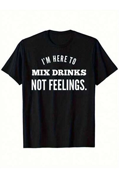9TAY تي شيرت بطبعة 'I'M Here To Mix Drinks' - أسود مع طباعة بيضاء، مصنوع من 1...