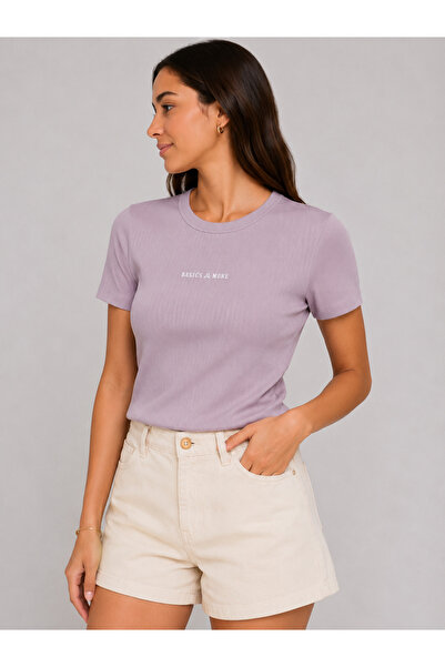 Basics&More Women's Crew Neck Camisole Short Sleeve Slim Fit T-Shirt with Pri...