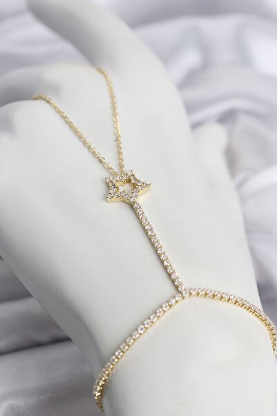 Generic Brand Gold Color Brass Zircon Stone Star Model Şahmeran Tj-Sn775