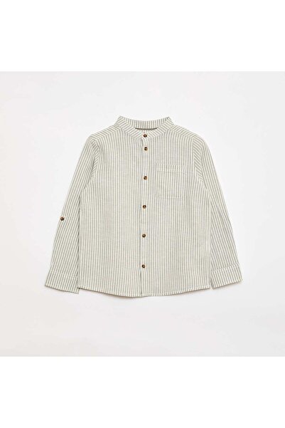 KIABI Striped linen blend shirt KHAKI