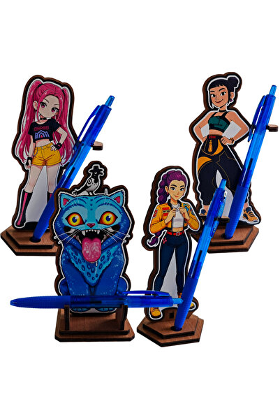 OEM Set 4 Figurine Huntrix Rumi Mira Zoey Derpy Kpop, lemn, 15 cm, suport pix