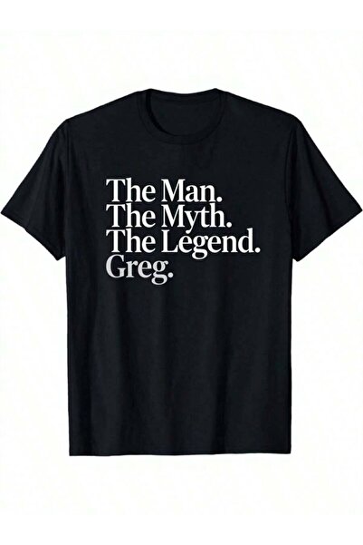 4Car Man Myth The Legend Greg Men's Plus Size T-Shirt - Stylish Black Tee Wit...