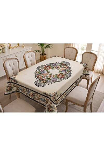 Yeshome Collection غطاء طاولة طعام وغرفة معيشة منسوج بنمط زهور يتسع لـ 4-6 أش...