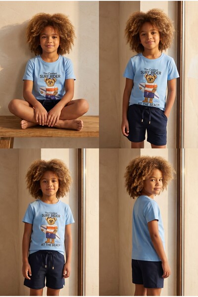 Katia&Bony طقم شورت أحمر مطبوع من The Sailor Teddy