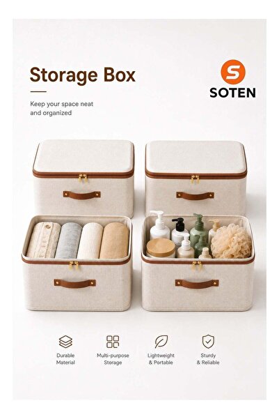 SOFTEN SOTEN Storage Boxes Clothes Organizer with Lids, Foldable Storage Box ...