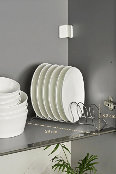 Edora Home Shiny Silver 9-Compartment Plate Organizer Drawer Shelf Cabinet Or...