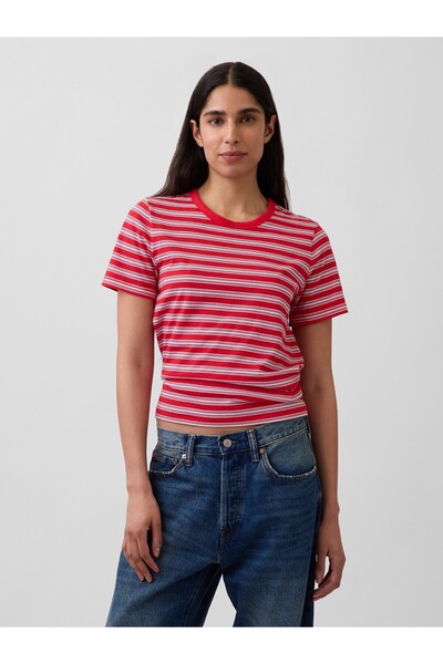 GAP Kadın Kırmızı Organik Pamuk VintageSoft T-Shirt