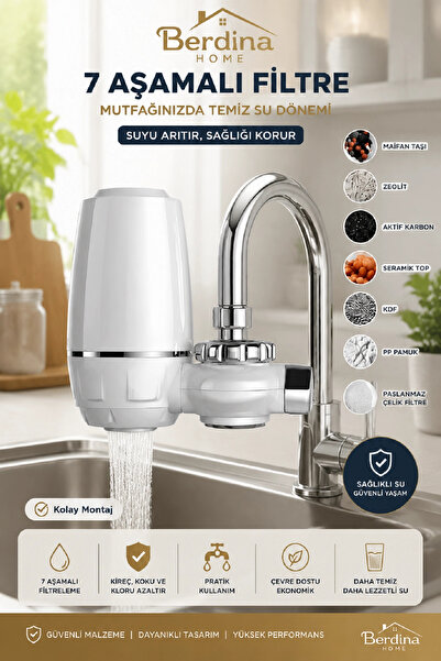 Berdina Home Water 7 Aşamalı UF Membran Filtreli Musluk Ucu Su Arıtma Başlığı...