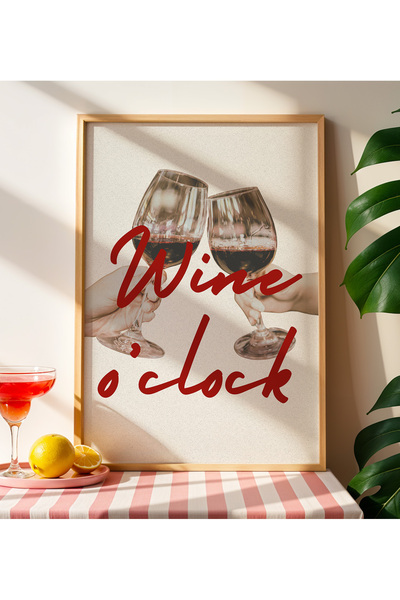 Creatick Design Modern Bar Şarap Kokteyl Köşesi Ham Ahşap Çerçeveli Tablo Ser...