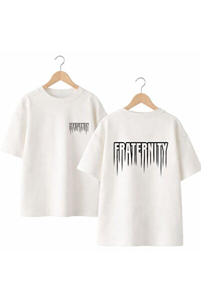 playwear Fraternity Back and Front Chest Printed 100% Cotton Oversize Loose R...