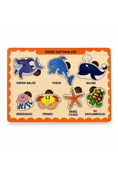 Generic Brand Wooden Sea Animals Educational Puzzle – 7 Pieces Wooden Matchin...