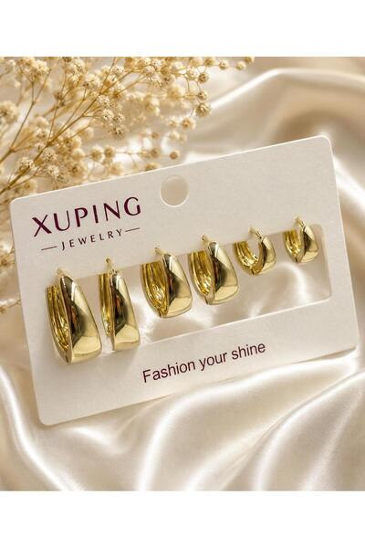 XUPING JEWELRY Kadın Küpe Seti 14K Altın Kaplama Xuping Damgalı Halka Küpe Ço...