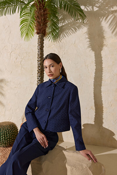 Aker Dark Blue Embroidered Jacket