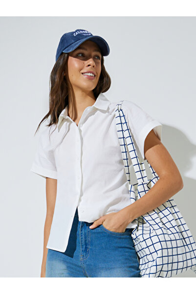 Styli White Short Sleeve Button-Up Shirt
