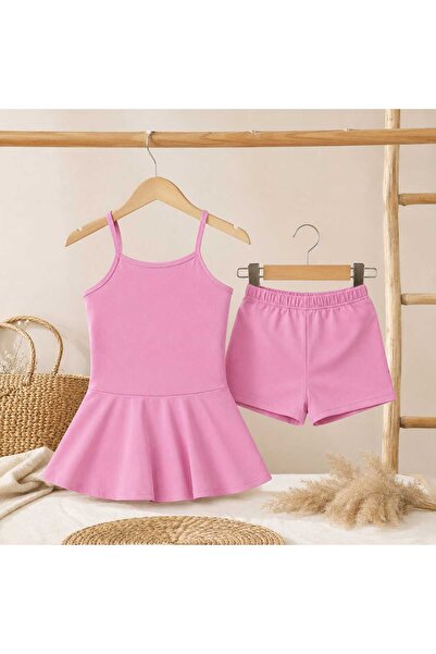 BEBEĞİME ÇORAP Girl's Strappy Swimsuit Dress with Shorts, Stretchy Fabric, 2-...