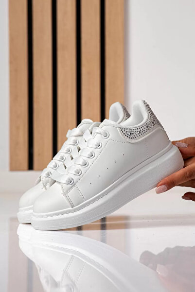 Zaira White children's sneakers made of eco- Leather Scarlett #25435 - 35