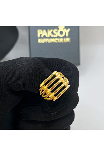 paksoy kuyumculuk Kaburga Sıralı Kalemli Ajurlu Altın Yüzük 22 Ayar 5.99 Gram...