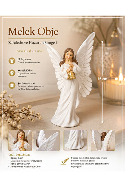 Atak Hediyelik Melek Figürlü Dekoratif Obje – Beyaz & Altın Detaylı Şık Biblo...