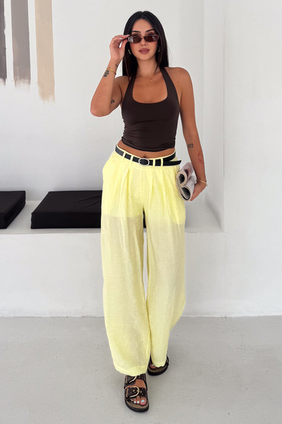 Noa&Noa Women's High Waist Linen Look Palazzo Trousers