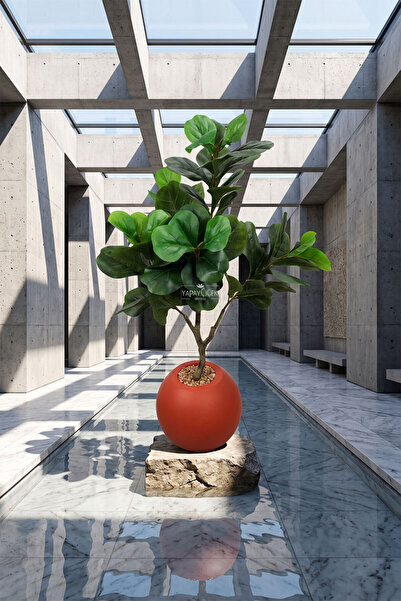 Yapay Çiçek Deposu Küre Saksıda Yapay Ağaç Monolith İncir Ağacı 120 cm