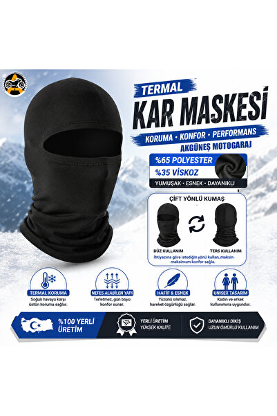 AKGÜNEŞ MOTOGARAJ Termal Kar Maskesi Balaklava Motosiklet, Kayak, Snowboard v...