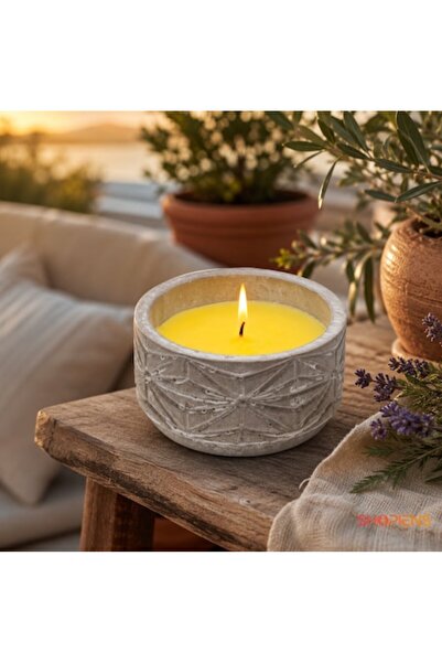 SHOPIENS Lumânare anti-țânțari cu citronella în vas ceramic gri decorativ 9x5...