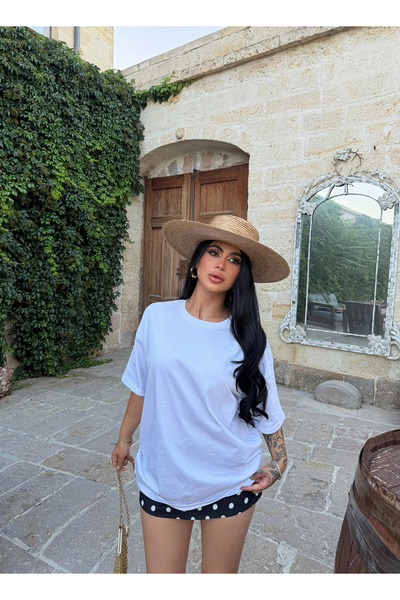 kırmızı butiks Λευκό βασικό oversize μπλουζάκι