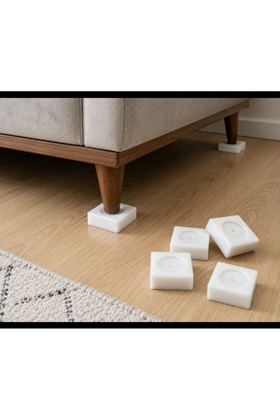 HANUR POLİETİLEN 5x5 cm Beyaz Mobilya Altı Yükseltici Takoz 2 cm – Beyaz Eşya...