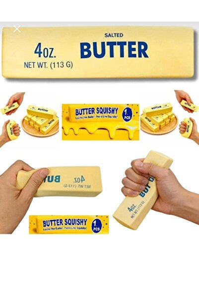 HaLVeY Butter Squishy Tereyağı Tasarımlı Viral Sıkılabilir Stres Oyuncağı – Y...