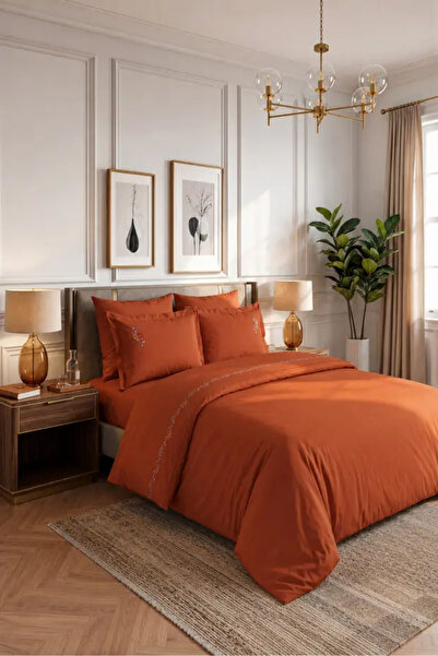 MATA ÇEYİZ Bella Home Spring Double 6 Piece Embroidered Duvet Cover Set |   S...