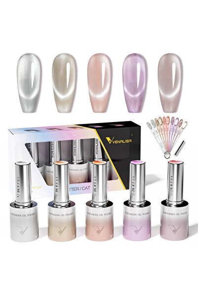 Venalisa 5 Adet Exclusive Cat Eye Kedi Gözü Uv Led Kalıcı Oje Seti + Kartela ...