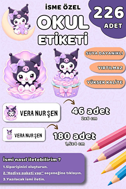 Hume Craft 226 Adet Kişiye Özel Okul Etiketi Kalem Defter Etiketi Özel Isim Y...