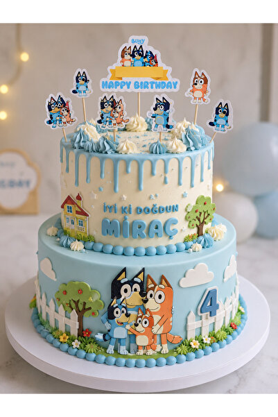 Bluey temalı doğum günü süsü