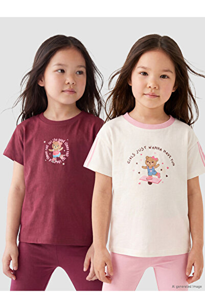 LC Waikiki I Zero Roba Yaka Printed Girl's T-Shirt 2-Pack from Freezen Store