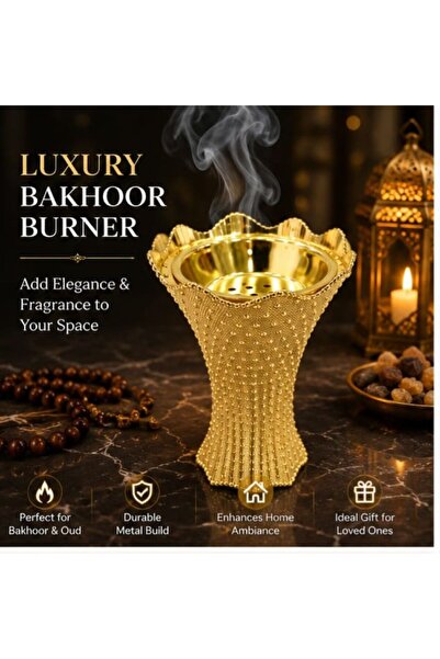 INCENSE BAKHOOR Premium Arabian Style Golden Metal Incense Smoke Burne