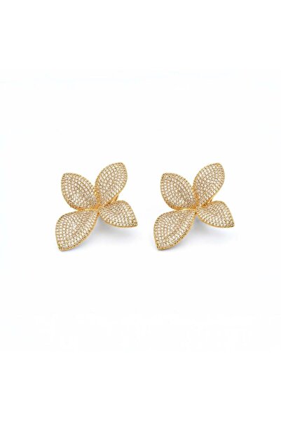 neslyaccessories Gold Georgina Stone Flower Earrings
