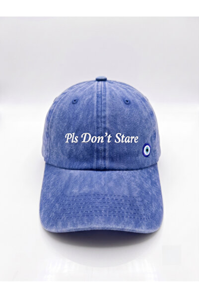 Hathub Club "Pls Don't Stare" Nakışlı Yıkamalı Şapka / Kep