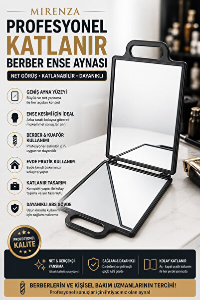 mirenza cosmetic 2 Yönlü Geniş Açılı Katlanabilir Kuaför Ense Aynası | Dayanı...