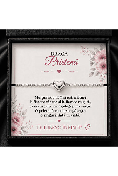 Belora Brățară Inimioară "Dragă Prietenă" din metal, cadou special pentru pri...