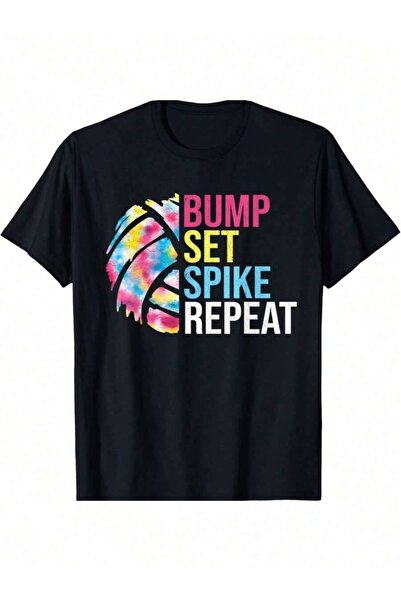 9TAY قميص كرة الطائرة Bump Set Spike Repeat للفتيات والمراهقات والنساء - قميص