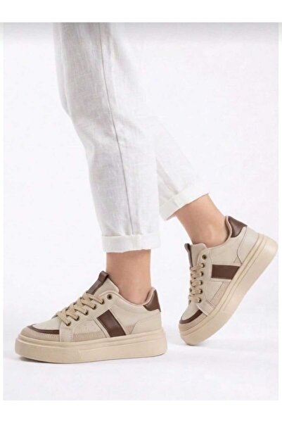 Macs Moda Women's Beige Thick Sole Casual Sneaker Sports Shoes – Brown Detail...