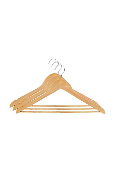 ROYALFORD 3Pc Wooden Clothes Hanger RF12799, 360° Hook, Brown