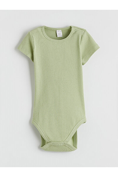 LC Waikiki Nevavm Oval Collar Baby Boy Snap Fastener Bodysuit