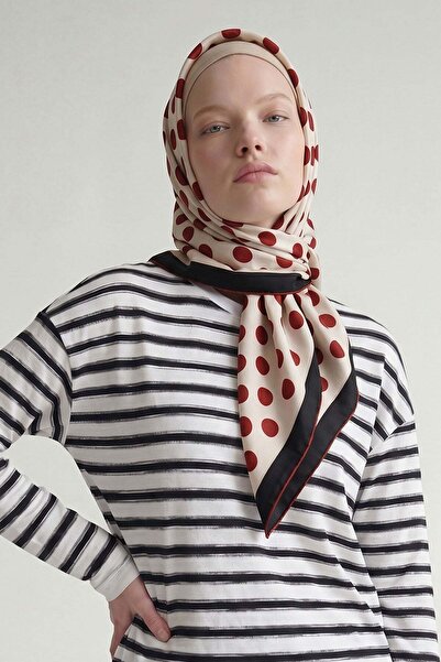 Levidor Red Polka Dot Twill Silk Scarf