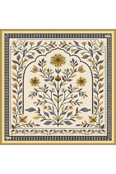 Levidor Yellow Patterned Twill Silk Scarf