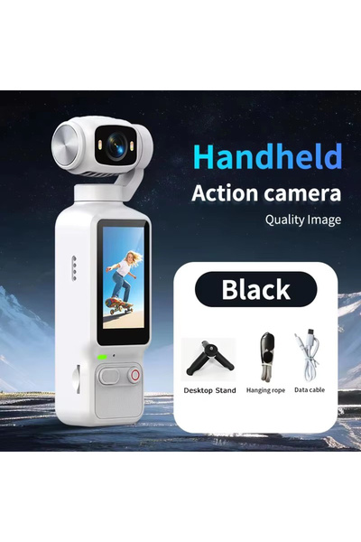 choice2 كاميرا أكشن محمولة بيضاء بدقة 1080P مع حامل مكتبي للفلوجات ويوتيوب، م...